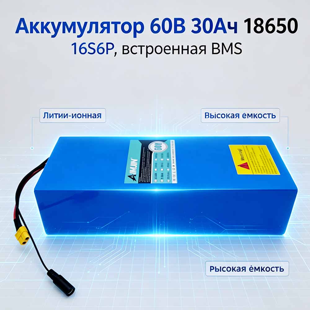 Встроенный BMS 18650 16S6P 60В – обзор и цена 60V 30Ah Electric Scooter Battery
